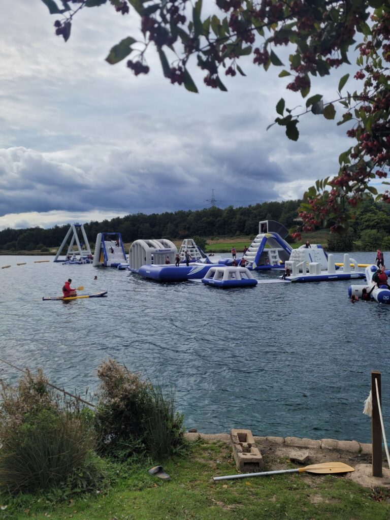 The inflatable assult course on ROther Valley Lake