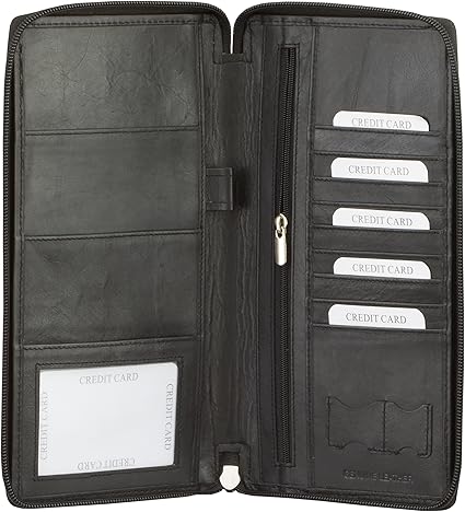 the insidde of a black passport organiser